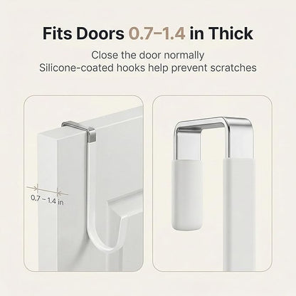 10-Pocket Over the Door Organizer with Heavy-Duty 600D Oxford Fabric, Upgraded Hooks with Silicone Protectors for Dorm, Closet Storage, Bedroom, Bathroom