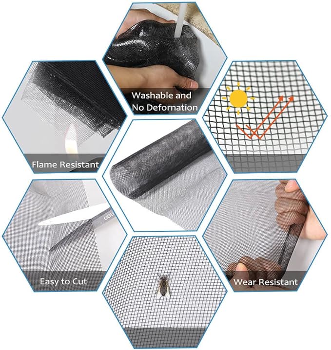 TOOLTRIZ Windows Screen and Screen Door Replacement, 48"x118" Durable Fiberglass Screen Mesh - Screen & Sliding Screen Door Repair for Patio & Window
