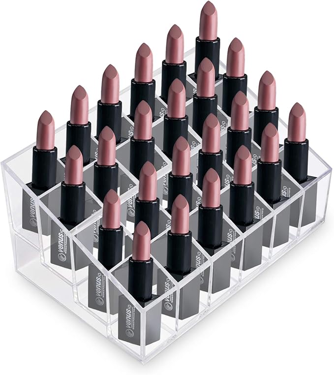 Super Z Outlet Transparent Cosmetic Makeup Organizer for Lipstick, Brushes, Bottles, and More. Clear Case Display Rack Holder
