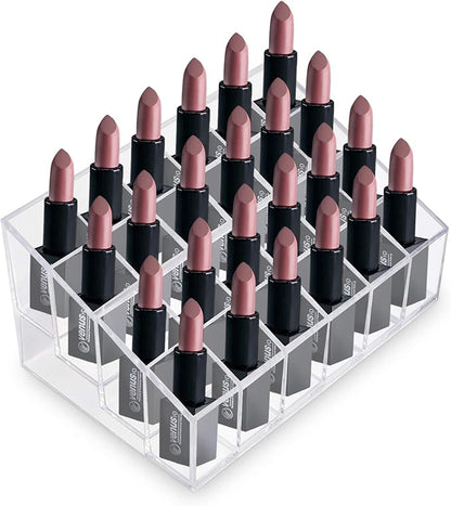 Super Z Outlet Transparent Cosmetic Makeup Organizer for Lipstick, Brushes, Bottles, and More. Clear Case Display Rack Holder