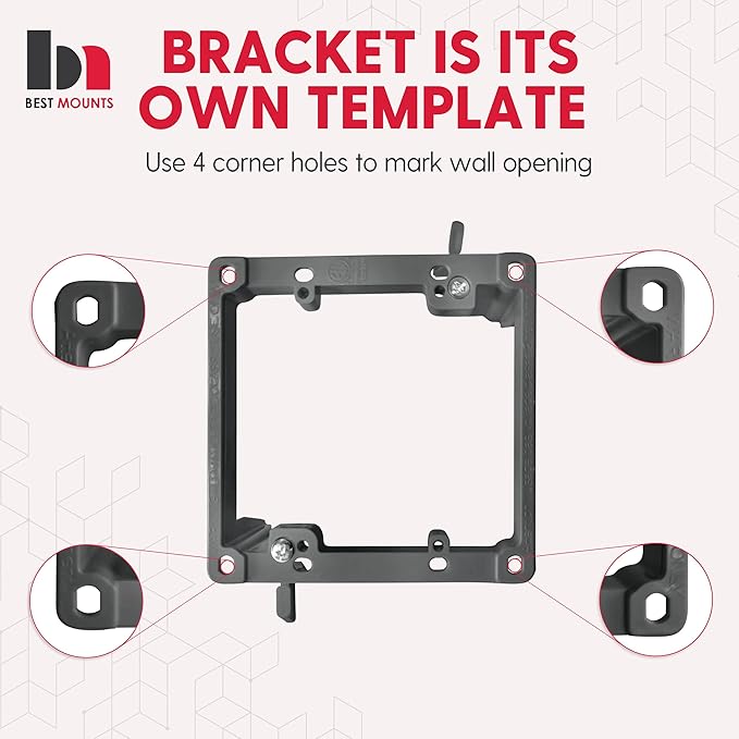 BestMounts Low Voltage Mounting Bracket 2 Gang, 6 Pack for Dual Gang Wall Plate, Telephone Wires, Network Cables, HDMI, Coaxial, Speaker Cables - Low Voltage Box Cable Wall Plate Bracket, Mud Ring