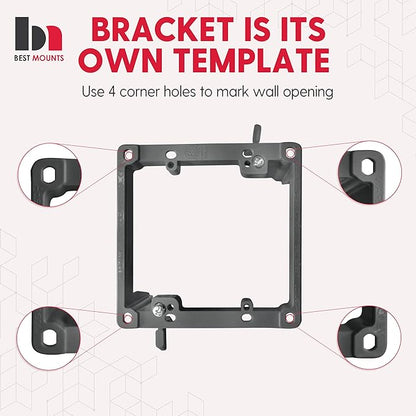 BestMounts Low Voltage Mounting Bracket 2 Gang, 6 Pack for Dual Gang Wall Plate, Telephone Wires, Network Cables, HDMI, Coaxial, Speaker Cables - Low Voltage Box Cable Wall Plate Bracket, Mud Ring