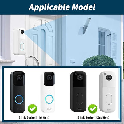 All-new Blink Doorbell Corner Mount, Adjustable Angle (15/30/45 Degrees) Mount Kit for Blink Video Doorbell (1st & 2nd Gen), Wider Viewing Range Wedge Mount, (White)