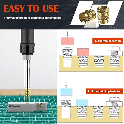 50Pcs M6 Threaded Inserts, M6 Female Thread Metric Knurled Nuts Assortment Kit, Brass Heat Set Insert for Plastic and 3D Printing Components (M6x8x8, M6x10x8)