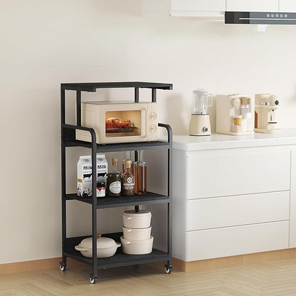 4 Tier Printer Stand with Wheels, Extra Large Tall Printer Table for Home Office, Printer and Shredder Stand with Storage Shelf (Black)