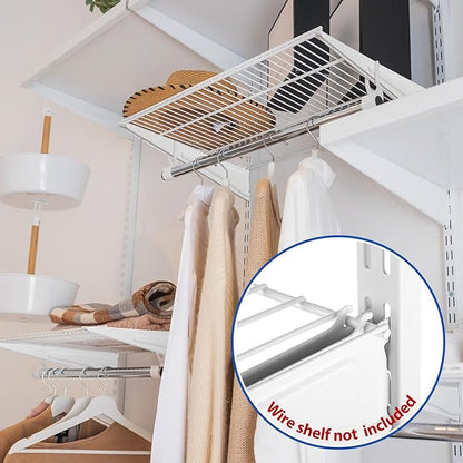 47.5 Inch Twin Rail Upright Wall Shelving System with 12 Inch Locking Shelf Bracket Adjustable Closet System Heavy Duty Metal Support for Deep Wire Shelving Closet (8 Pcs)