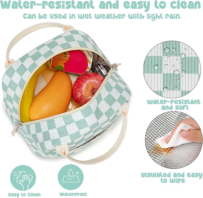 Bluboon Lunch Bag for Women Men Cute Corduroy Lunch Tote Bags Reusable Insulated Lunch Box Large Capacity Reusable Insulated Cooler for Work Picnic or Travel