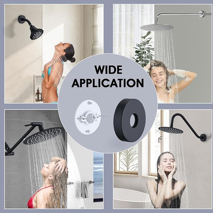 Matte Black Shower Arm Flange, Metal Shower Arm Stabilizer Bracket and Flange Cover Plate