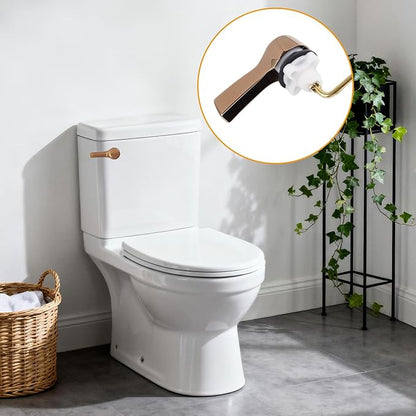 Hibbent Universal Metal Front Mount Toilet Handle Replacement Kit, Brass Toilet Flush Tank Lever with Stainless Steel Flapper Chains for Most Toilets, Rose Gold