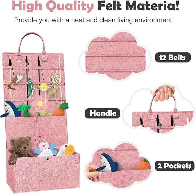5-Layer Cat Wand Toy Storage Bag, 31.6in Multifunction Pet Toy Storage Hanging Bag