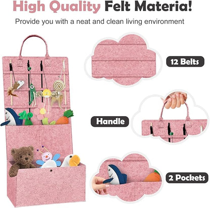 5-Layer Cat Wand Toy Storage Bag, 31.6in Multifunction Pet Toy Storage Hanging Bag