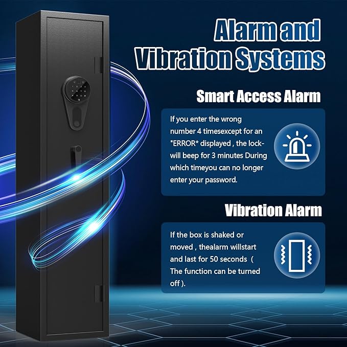 KAER 4-5 Gun Safe for Rifles and Pistols Fingerprint Biometric Long Gun Cabinets Shotgun Rifle Safe with Digital Keypad Removable Racks Adjustable Shelf for Home Office Store (No Assembly)