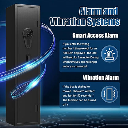 KAER 4-5 Gun Safe for Rifles and Pistols Fingerprint Biometric Long Gun Cabinets Shotgun Rifle Safe with Digital Keypad Removable Racks Adjustable Shelf for Home Office Store (No Assembly)