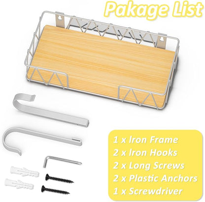 Ironing Board Hanger with Removable Hooks, Ironing Board Holder Wall Mounted for T/Y Leg, Space Saving Iron Holder for Laundry Room Storage and Organization, White