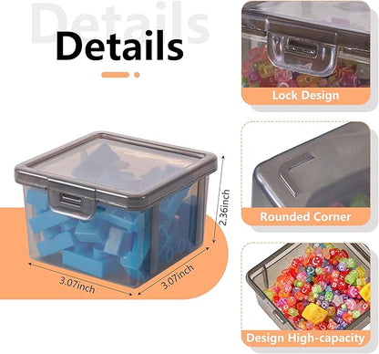 10-Pack Small Plastic Containers with Lids, Clear Stackable Storage Boxes & Bins Organizer for Bead Organizer, Craft Storage, Stickers, Jewelry & Small Items – Black Square Small