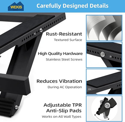 Window AC Support Bracket, No-Drill No-Tool Air Conditioner Support Bracket Adjustable Wall Mount, Heavy Duty Steel Holds Up to 300lbs, Fits Single Or Double Hung Windows, Black
