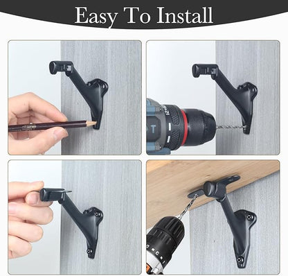 3" Stair Handrail Bracket, 6 Pack Hand Rail Brackets for Stairs, Matte Black Stair Railing Bracket, Banister Brackets for Indoor Stairs, HOME MASTER HARDWARE