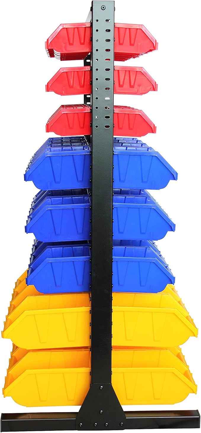 King's Rack Hanging Bin Rack Storage System Heavy Duty Steel Rack Organizer Shelving Unit w/ 70 Plastic Bins in 8 tiers