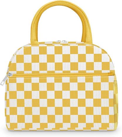 DALINDA Corduroy Lunch Bag Lunch Box for Women Men,Cute Insulated Lunch Bags,Water-Resistant Cute Cooler Lunch Tote Bag, Reusable LunchBox Large Capacity for Work Travel Picnic Beige