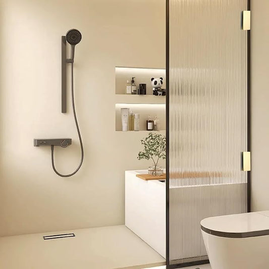 Alise Glass Shelf Brackets 2Pcs, Adjustable Shower Glass Clamps, Heavy Duty Clamp Holder, SUS304 Stainless Steel Brackets for 8-12mm Shower Shelf Bracket and Wall-to-Panel Connection, Gold Finish