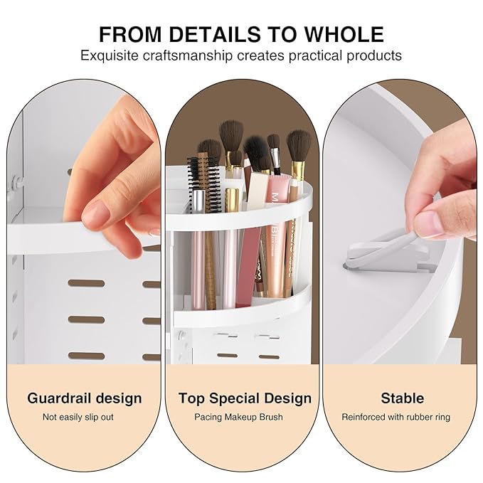 360 Large Rotating Makeup Organizer Countertop, Clear Acrylic Makeup Organizers, Organizador De Perfumes, 7 Layers Large Make Up Organizer, Huge Storage Fits for Vanity and Bathroom (White, Small)