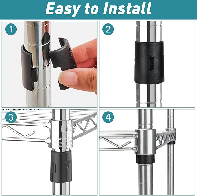 200 Pack Wire Shelving Shelf Lock Clips, 1 Inch Wire Shelf Clips for Post Shelving, Shelving Sleeves Replacements for Wire Shelving System (100 Pairs)