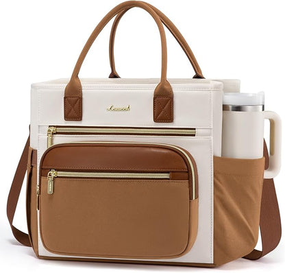 LOVEVOOK Insulated Lunch Bag Women,Wide Opening Adult Lunch Box Women,Leakproof Cooler Bag for Work Picnic Beach Family College,Lunch Teacher Tote Bag with Adjustable Shoulder Strap and Cup Holder