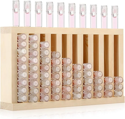 1 Pcs Wooden Lipsticks Holder 0.7 inch Lip Balm Tube Holder Lip Gloss Organizer Display Wood Lipsticks Tube Tower Organizer for Market Craft Booth Room Display (10 Slot)