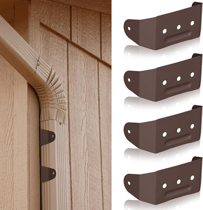 Shimeyao 8 Pcs Gutter Downspout Straps 2 x 3 Inch Downspout Pipe Clip Hidden Bracket, Aluminum Rain Gutter Straps for Secure Wall Mounting (Brown)