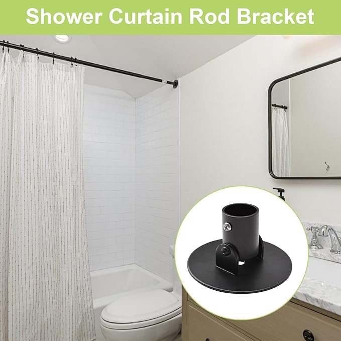 4pcs Shower Curtain Rod Bracket Black Flange Closet Rod Holder for Wall Mounting Titanium Steel Single Swivel Flange Rod Bracket with Screws