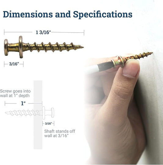 PHS Bear Claw Hanger Screws - 150 Pack Wall Hangers for Pictures - 30 lbs Heavy Duty Picture Hangers for Drywall & Plaster Walls - Gold Picture Hanging Hooks for D-Rings, Sawtooth, Wire and Keyholes