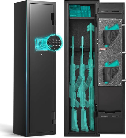 Marcree 2-3 Gun Safes for Rifles and Pistols, 180° Quick Access Digital Gun Cabinets for Rifles and Shotguns, Assembled Gun Locker with Alarm System & Mute Mode, Shotgun Safe with Removable Shelf