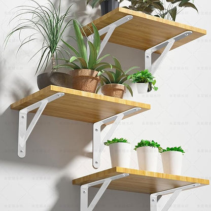 Heavy Duty Shelf Brackets Wall Mount Steel Bracket Wall Brackets for Shelves (White, 14 x 10 Inch-3 Pairs)
