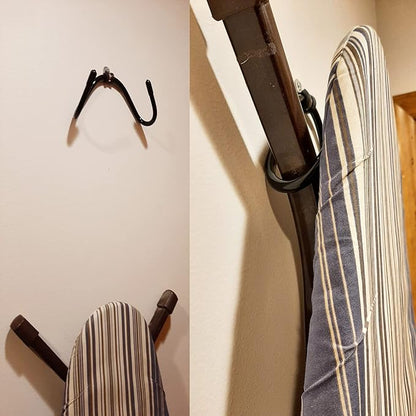 Pmsanzay Ironing Board Hanger Wall Mount Ironing Board Holder Organizer Wall Rack Iron Board Caddy, Adjustable Rack Great for Laundry Rooms Storage Rack Hanging Shelf Hanger - Hold up to 50LB.