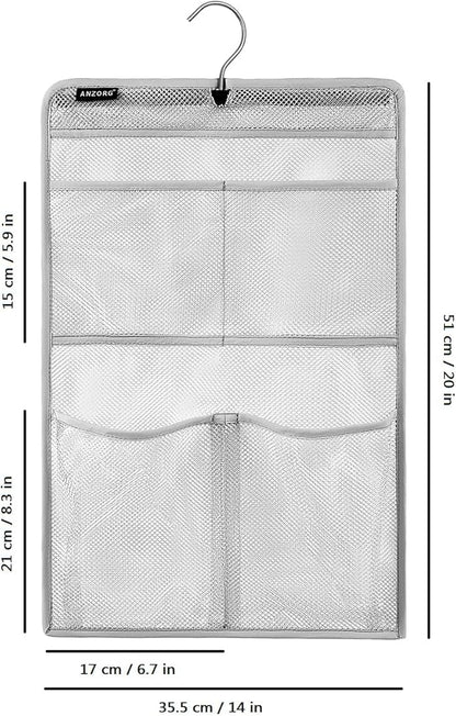 Mesh Shower Organizer Hanging Caddy Quick Dry Bathroom Storage for Toiletry Accessories with Rotating Hanger (4 Pockets)