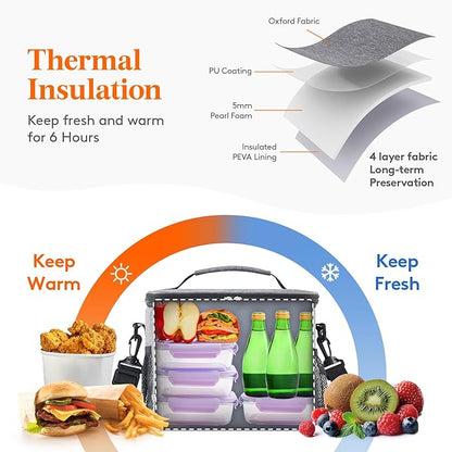 Lifewit Reusable Insulated Lunch Bag, Portable Cooler Freezable Soft Lunchbox Leakproof with Adjustable Shoulder Strap for Men Women Adult for Work Picnic or Travel, 15L 24 Can, Grey