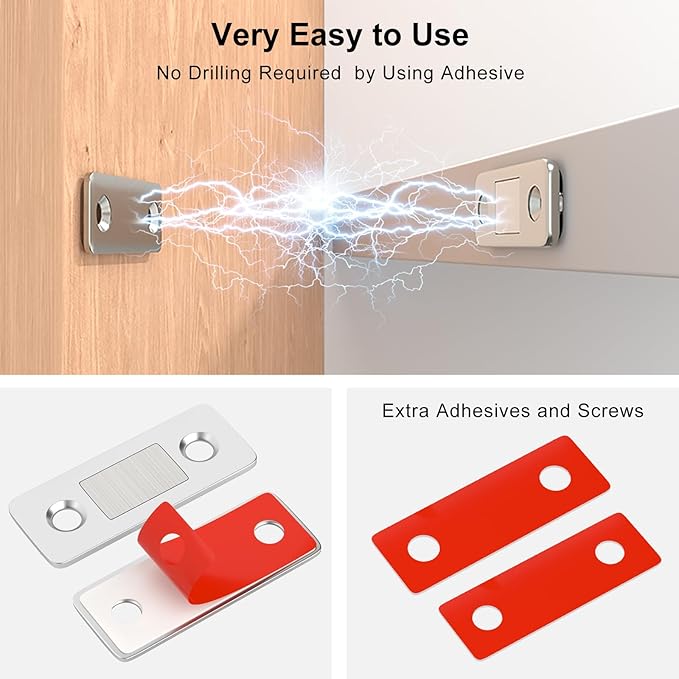 Drawer Magnets Jiayi 12 Pack Ultra Thin Cabinet Door Magnet Stainless Steel Magnetic Cabinet Latches Hardware Cabinet Magnets Catch for Sliding Door Kitchen Cupboard Closure Closet Door Closer