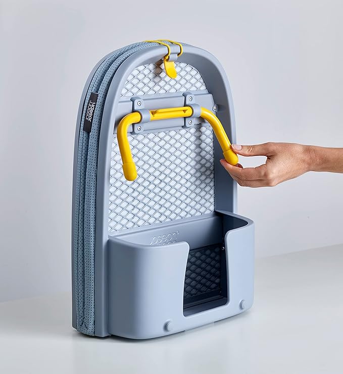Joseph Joseph Pocket Folding Tabletop Ironing Board with Iron Holder and Wall Mount, Compact Space-Saving, Grey/Yellow