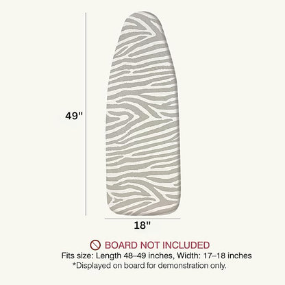 Ironing Board Cover and Pad 18"x49" Extra Thick Natural Cotton, Scorch and Stain Resistant Padding, Extra Wide Iron Board Cover with Fasteners Heavy Duty Elastic Edge, Heatproof Zebra