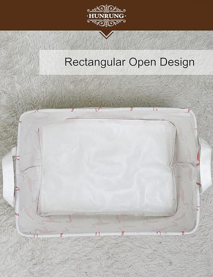 HUNRUNG Rectangle Storage Basket Cute Canvas Organizer Bin for Pet/Children Toys, Books, Clothes Perfect for Rooms/Playroom(Rectangle Flamingo)