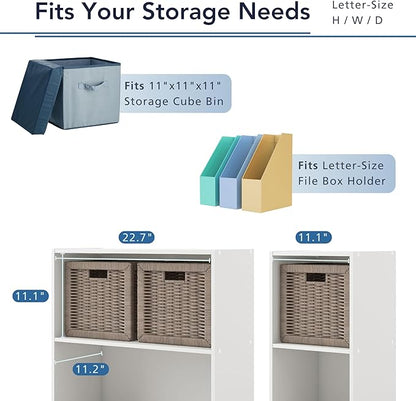 Homes: Inside + Out Apexa 6-Cube Storage Organizer Shelves, Stackable Wood Bookcase Fits Cubby Bins for Organization, Dorm Teen Room Decor & Home Office, White
