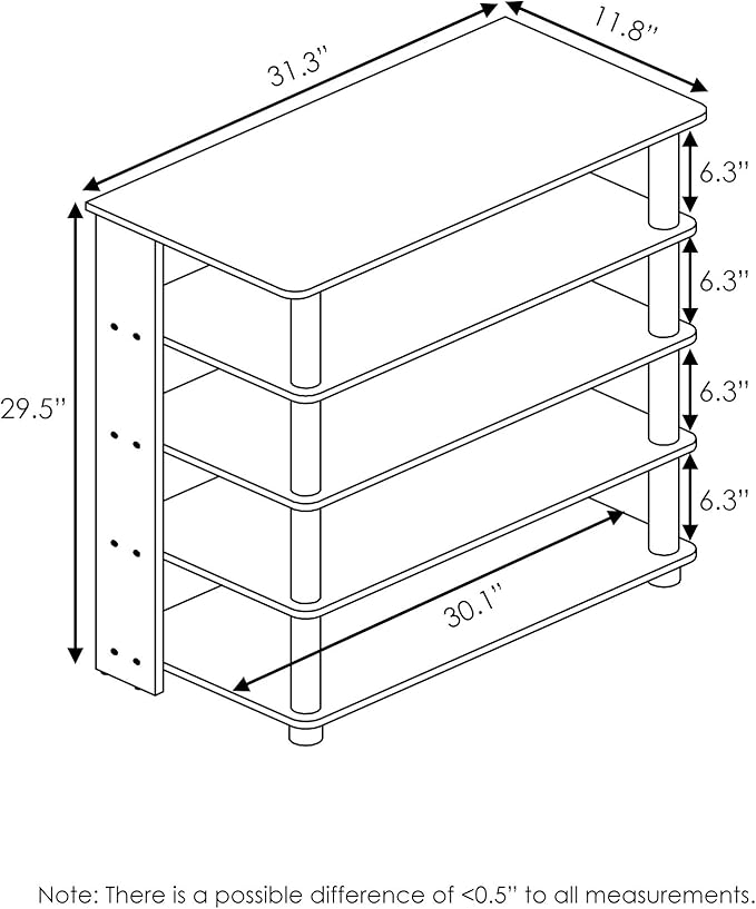 Furinno Turn-N-Tube 5 Tier Wide Shoe Rack, Espresso/Black 32 Inch