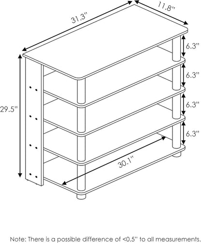 Furinno Turn-N-Tube 5 Tier Wide Shoe Rack, Espresso/Black 32 Inch