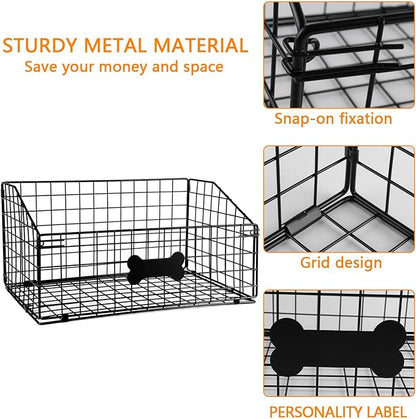 Geyecete 2 Pack Toy box for dogs large Dog Toy organizer Pet wire folding basket dog toy container dog toy box -Can be Personalized-Black