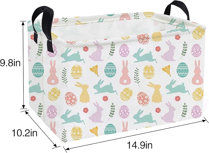 Essme Rectangular Easter Baskets,Kids Storage Basket with Handles for Easter Room Decor, Boys Box,Cute Storage Bin.