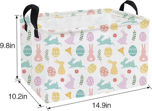 Essme Rectangular Easter Baskets,Kids Storage Basket with Handles for Easter Room Decor, Boys Box,Cute Storage Bin.