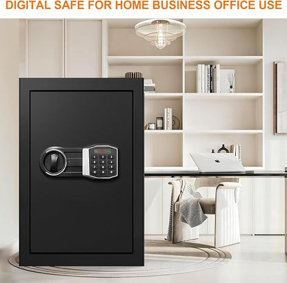 3.4 Cub Large Safes for Home, Security Fire Safe Box with Spare Keys, Alarm System, Digital Keypad and Removable Shelf, Anti-Theft Fireproof and Waterproof Safe Home for Document Medicine Valuables