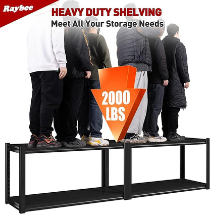 Raybee 40" W Garage Shelving 2000 LBS Storage Shelves 4 Tier Heavy Duty Shelving Adjustable Metal Shelves for Garage,Basement, Warehouse, 40" W x19 D x57 H, 4Pack