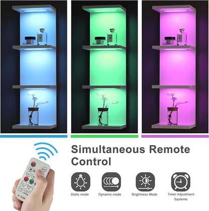 4 Tier RGB Wall Shelf-Gaming Shelf with Remote Control, Lack Shelves with Light for Bedroom | Easy to Install Cosmetic & Display Modern Shelf, White