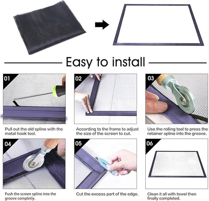 TOOLTRIZ Windows Screen and Screen Door Replacement, 48"x118" Durable Fiberglass Screen Mesh - Screen & Sliding Screen Door Repair for Patio & Window